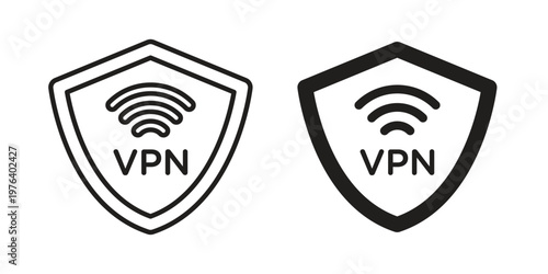 Vpn icon clipart symbol isolated on white background. Flat and stroke designs.