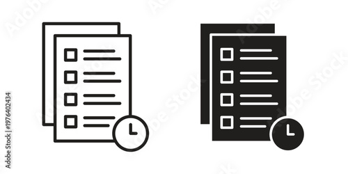 Waiting list icon clipart symbol isolated on white background. Flat and stroke designs.