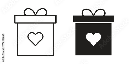 Wedding Gift icon clipart symbol isolated on white background. Flat and stroke designs.
