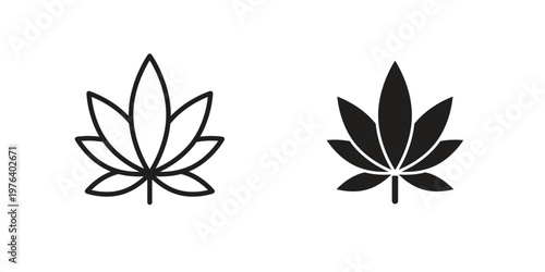 Weed icon clipart symbol isolated on white background. Flat and stroke designs.