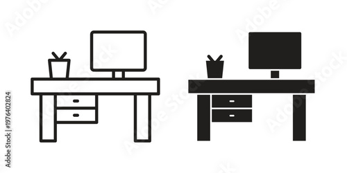 Workspace icon clipart symbol isolated on white background. Flat and stroke designs.