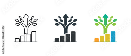Corporate growth context represented by a branching tree icon with balanced upward limbs symbolizing sustainable business