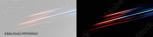Foto diagonal speed light trails with neon red and blue glow for motion design