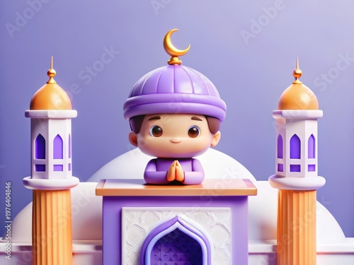 3D Animated Character in Islamic Architecture Setting