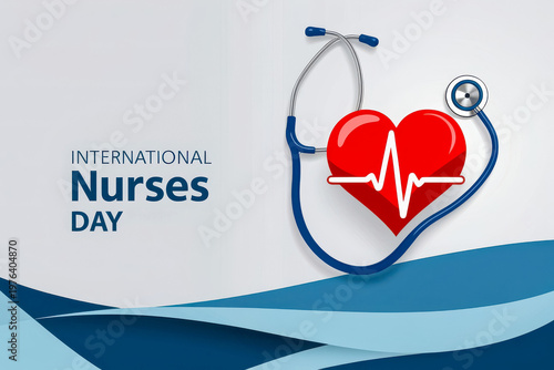 Banner poster greeting card for International Nurses Day, professional medical care AI Generative