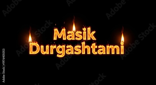 Masik Durgashtami Glowing Text Design
