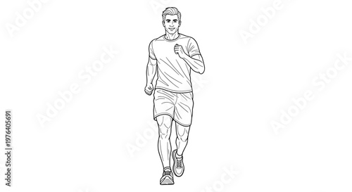 A man in athletic wear is actively running forward, depicting a commitment to fitness, exercise, and a healthy, active lifestyle.