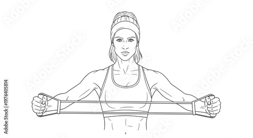 A strong person performs an exercise with a resistance band, demonstrating focused strength training and fitness.
