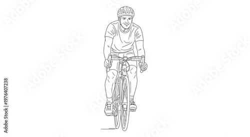 A determined man wearing a helmet and cycling gear rides a bicycle, actively engaged in sport, fitness, and outdoor activity.