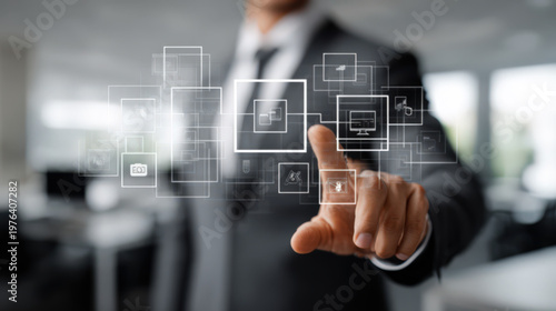 Business professional managing AI automation system