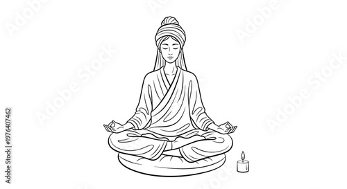 A serene woman with eyes closed is deeply engrossed in a peaceful meditation session, practicing mindfulness and inner calm.