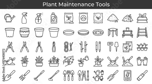 Greenery maintenance essentials featuring water pouring device, mist spray container, fine spray device, nutrient solution