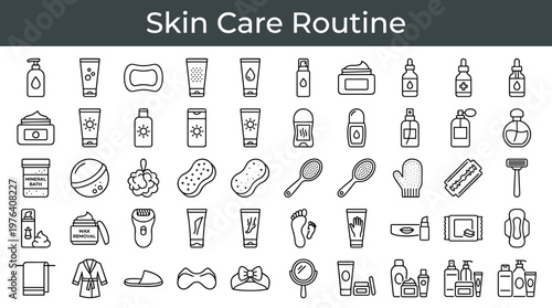 Personal hygiene essentials featuring cleansing liquid container, gel cleanser container, solid cleanser block, exfoliation