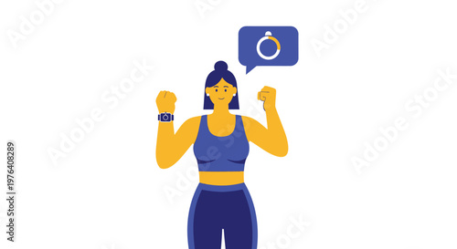Fitness, woman, workout, exercise, motivation, illustration, vector, graphic, blue, yellow