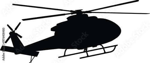 Helicopter silhouette flying aircraft aviation transport rescue military vector illustration isolated on white background design element for travel concept