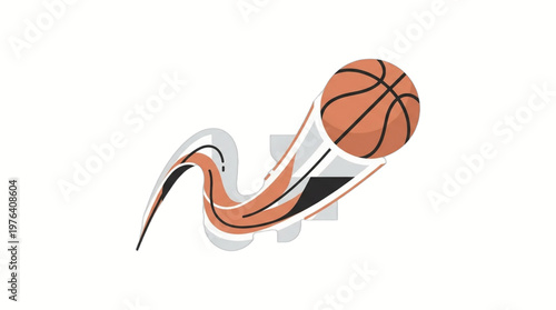 Basketball in motion with colorful streaks.