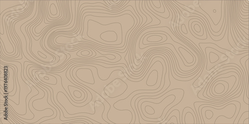 Tan topographic map background with abstract contour lines, minimalist wood grain texture pattern