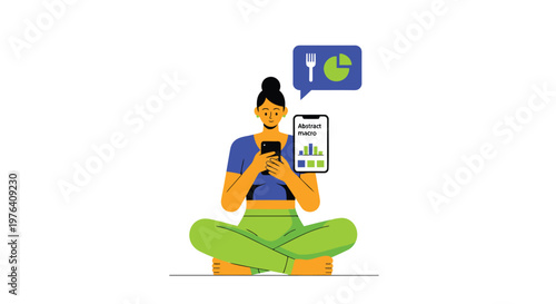 Vector illustration of person using smartphone, mobile phone user, digital communication, online activity
