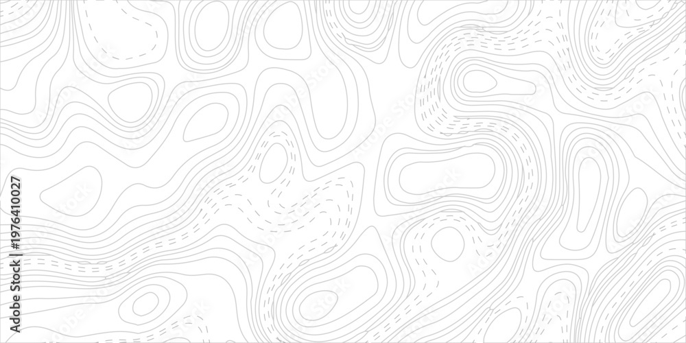 Obraz premium White Topographic Map Background with Gray Contour Lines, Abstract Minimalist Vector Pattern for Elevation and Terrain