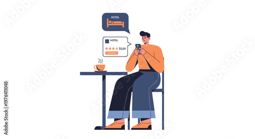 Flat design businesswoman, sitting at desk, working on laptop, modern office worker, vector illustration