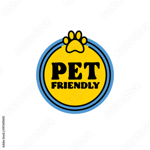Pet friendly badge, pets are welcome vintage style label