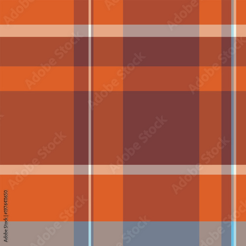 Occupation texture plaid check, femininity seamless tartan fabric. Layer pattern textile background vector in red and orange colors.