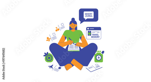 Remote worker, freelancer, business owner, digital nomad, sitting cross-legged with laptop and documents