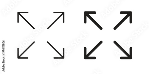 Expand icon collection on white background. Vector icon art.