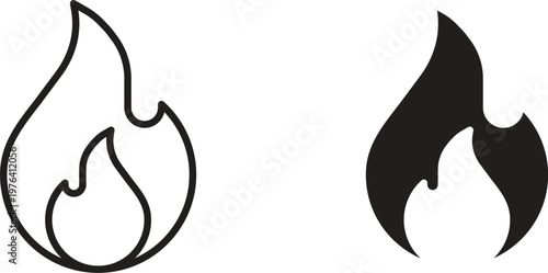 Flame icon collection on white background. Vector icon art.