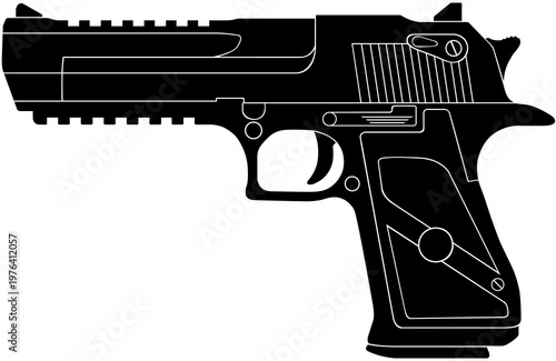 Desert Eagle pistol silhouette vector illustration