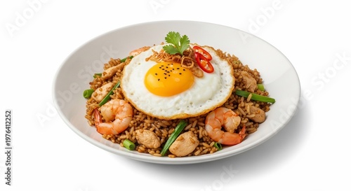 Delicious Fried Rice with Shrimp and Fried Egg.