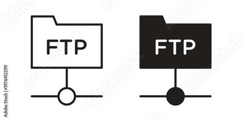 FTP icon collection on white background. Vector icon art.