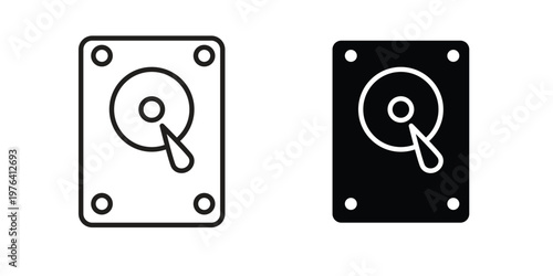 Hard Disk icon collection on white background. Vector icon art.