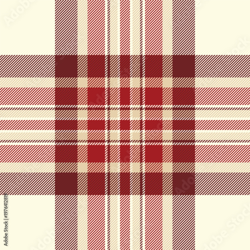 Mexican tartan fabric vector, golf plaid seamless texture. Fur textile background pattern check in red and cornsilk colors.