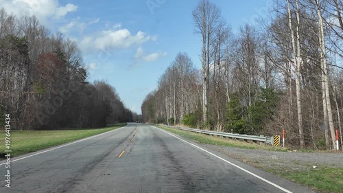 Driving Through Woods on a Country Road in North Carolina