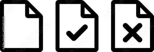 A simple icon set of three document symbols on a white background