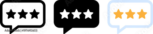 A set of speech bubbles with star ratings on a white background