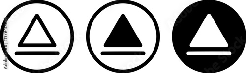 A set of three warning signs with triangle symbols on a white background