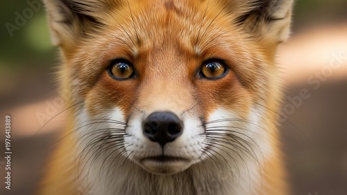 Intense close-up of a red fox with captivating eyes staring directly forward.