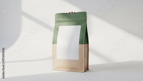 Minimalist Coffee Bag Mockup with Blank Label and Shadow Play.