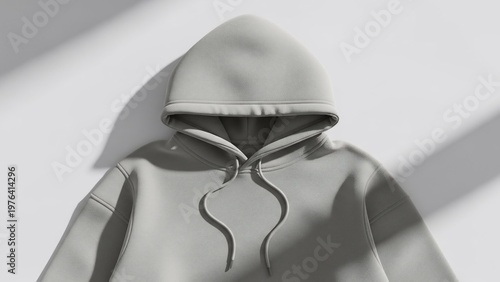 Minimalist Grey Hoodie Mockup with Soft Shadows.