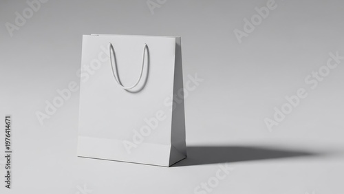 Minimalist White Shopping Bag Mockup on a Clean Studio Background.