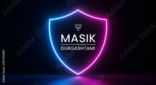 Neon Glow Masik Durgashtami Shield