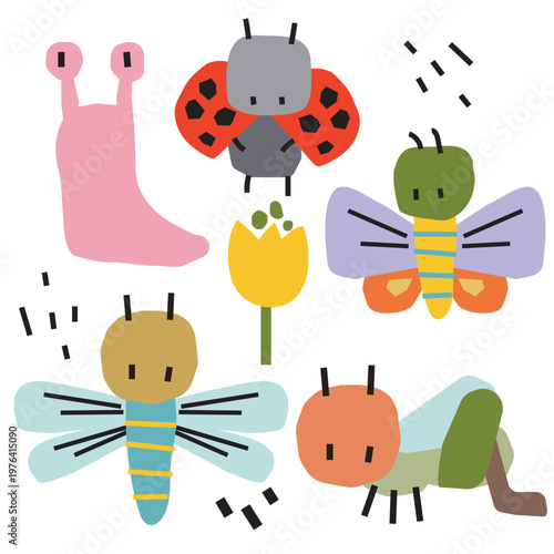 Doodle  insects  vector  cartoon illustration