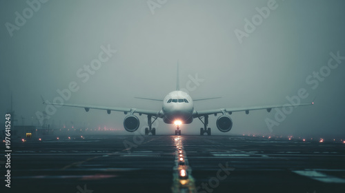 airplane landing at night