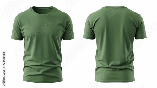 Plain Green T-Shirt Front and Back View Mockup.