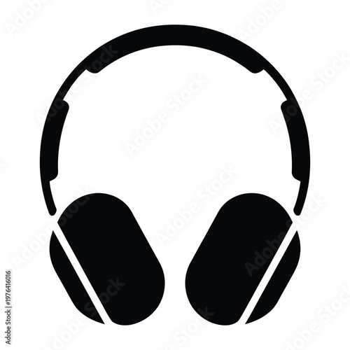 A stark black silhouette of over ear headphones a modern audio accessory silhouette
