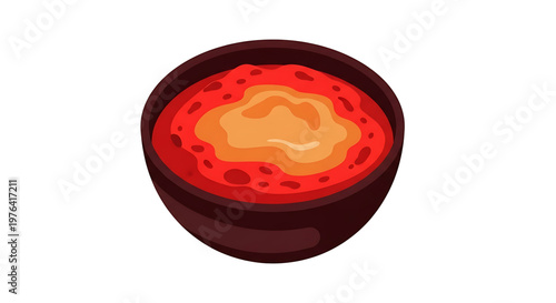 A vector graphic illustration of a bowl of soup with a creamy topping