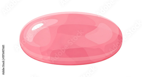 A pink oval shaped icon with a glossy finish on a white background