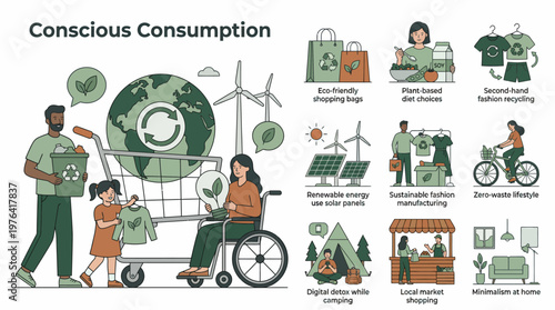 Eco friendly lifestyle choices for sustainable living and conscious consumption with people with disability